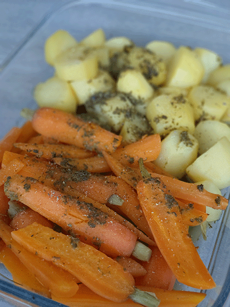 Thermomix gestoomde wortelen en aardappelen