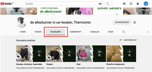 playlist in Youtube weergeven